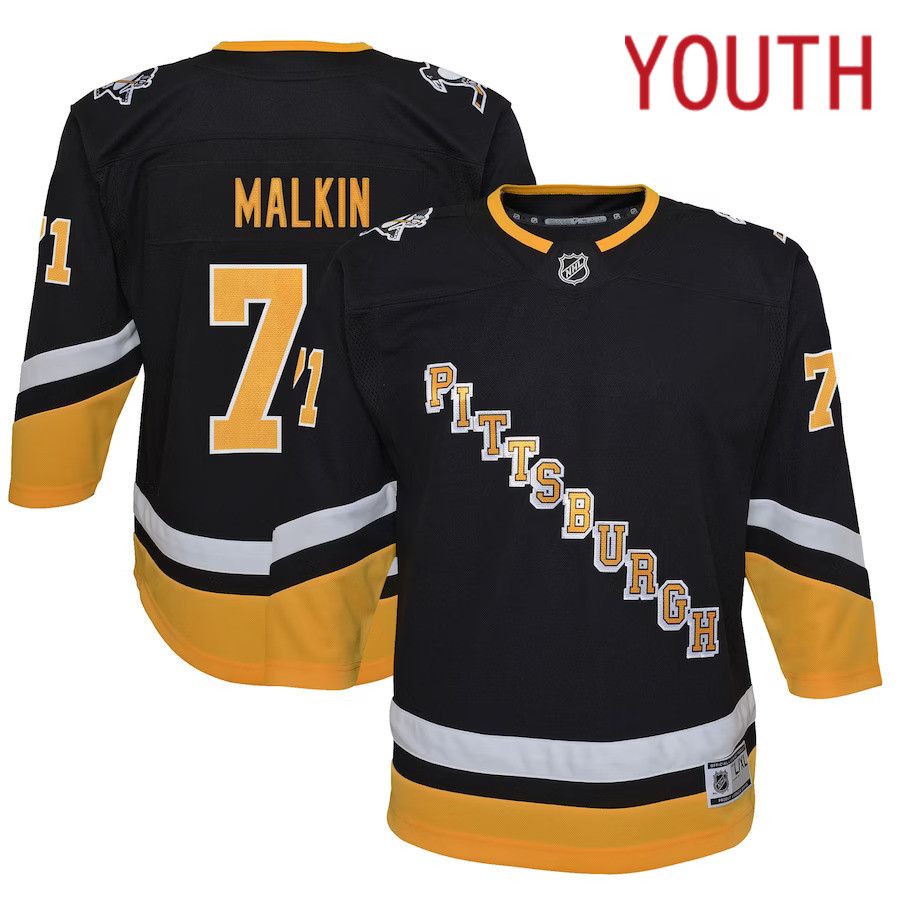 Youth Pittsburgh Penguins #7 Evgeni Malkin Black Alternate Premier Player NHL Jersey